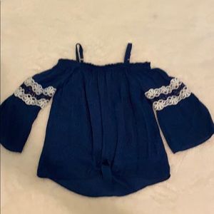 Blue and white striped blouse